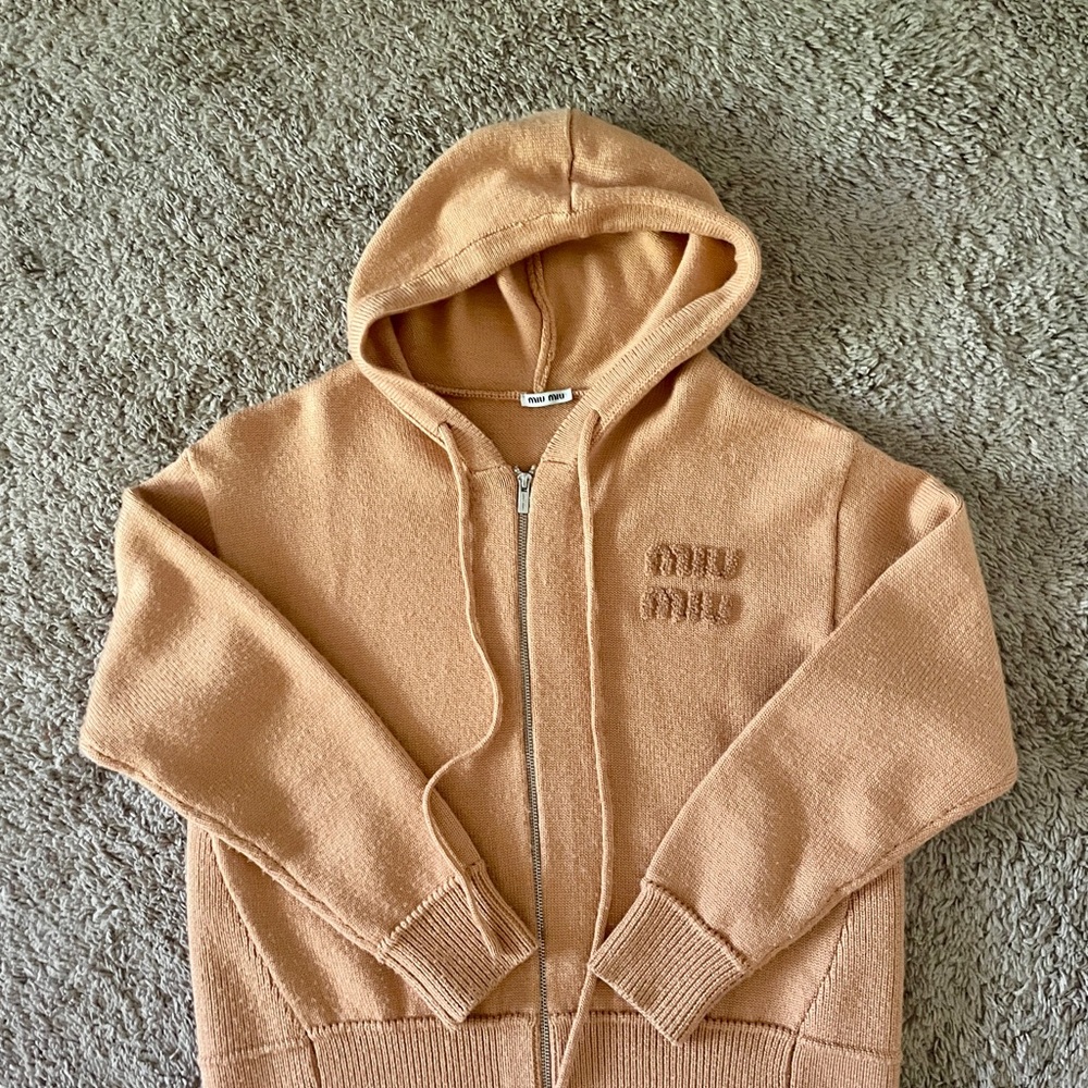 Miu Miu Camel Zip-Up Hoodie